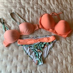 Orange Bikini Set with 2 Tops!